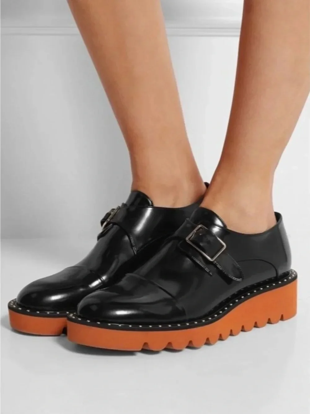 STELLA McCARTNEY Black Vegan Leather Odette Platform Loafers